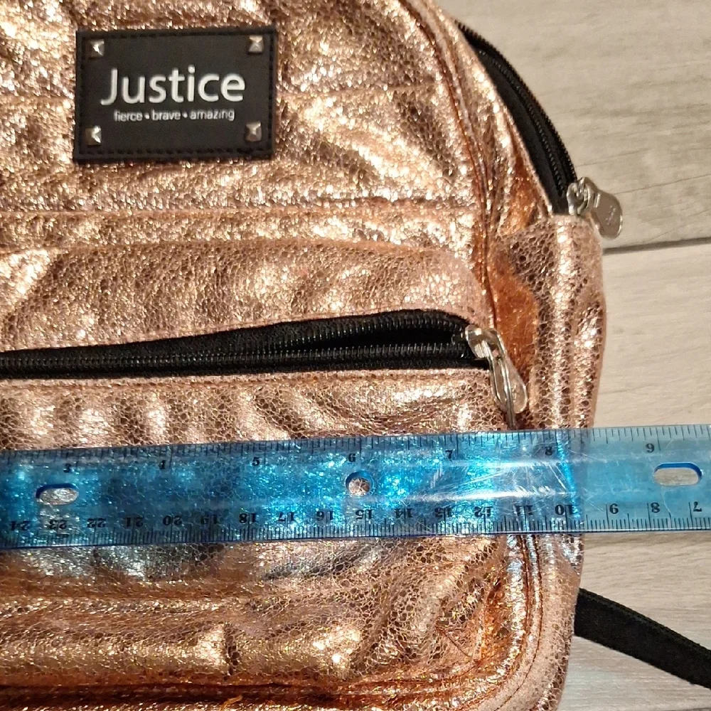 🦔Justice Shimmering Rose Gold Backpack🍓